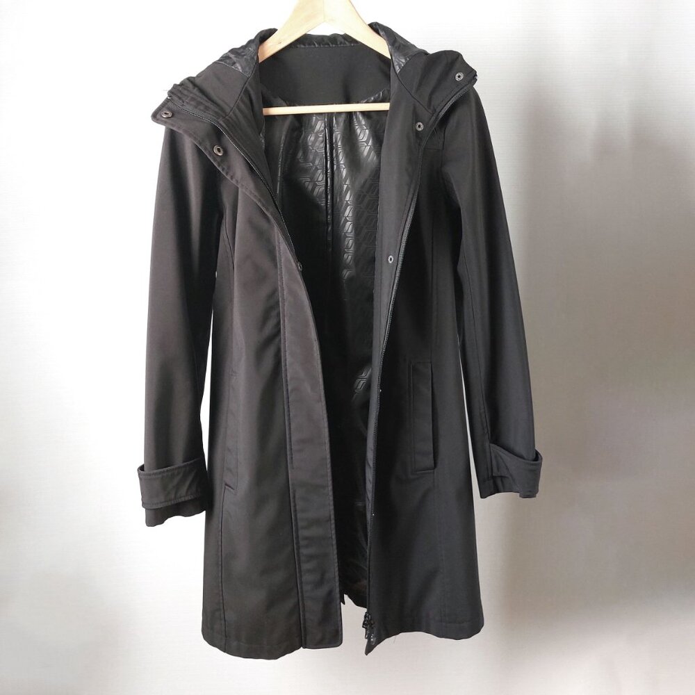 Black Scuba Softshell Soft Shell Spring/Fall Zipper Rain Coat with Hood Small